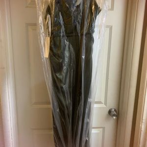 Stretch satin tank bridesmaid dress with train and shawl